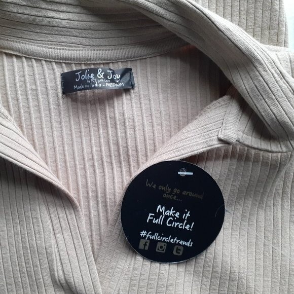 Jr. Jolie & Joy Tan Ribbed Stretchy Collared Fitted Shirt Mini Dress NWT Medium - Picture 7 of 9